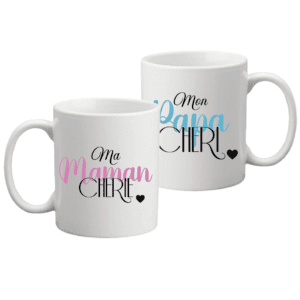 Duo de Mugs en Céramique | Maman Chérie et Papa Chéri